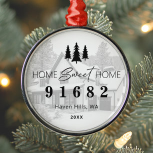 Ornamento De Metal Home Sweet Home Photo Zip Code