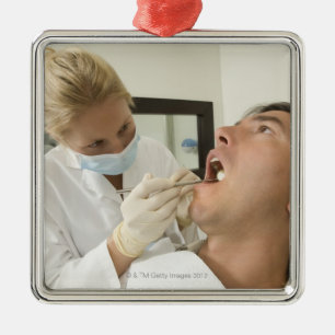 Ornamento De Metal Homem de exame do dentista fêmea
