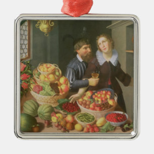 Ornamento De Metal Homem e mulher antes de uma mesa