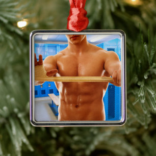 Ornamento De Metal Homem muscular de SlipperyJoe sem camisa, ginástic