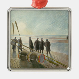 Ornamento De Metal Homens na Praia (Trabalho Perigoso em Baixo Lado)