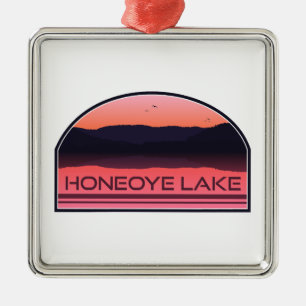 Ornamento De Metal Honeoye Lake New York Red Sunrise