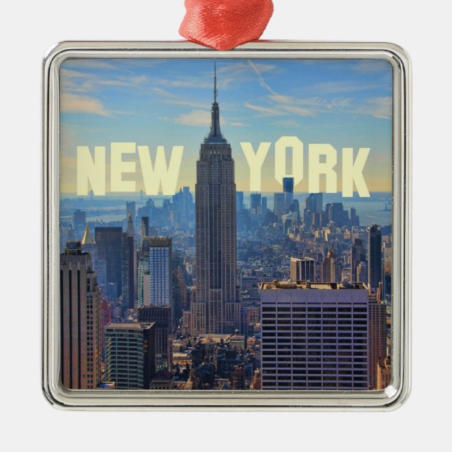 Ornamento De Metal Horizonte de NYC ESB, World Trade 2C (Frente)