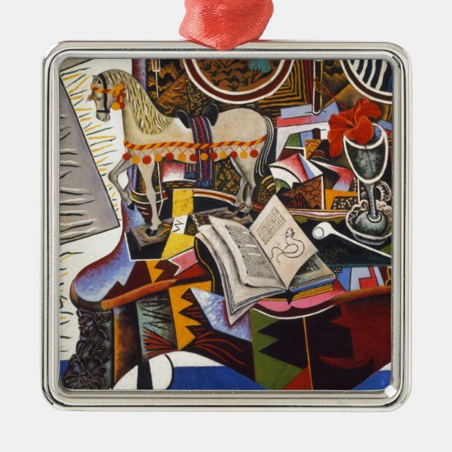 Ornamento De Metal Horse Pipe Red Flower por Joan Miro (Frente)