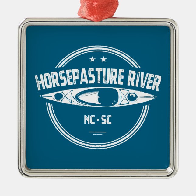 Ornamento De Metal Horsepasto River Carolina do Norte Kayaking (Frente)