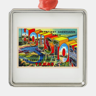 Ornamento De Metal Houston Texas TX Vintage Grande - Cartão postal