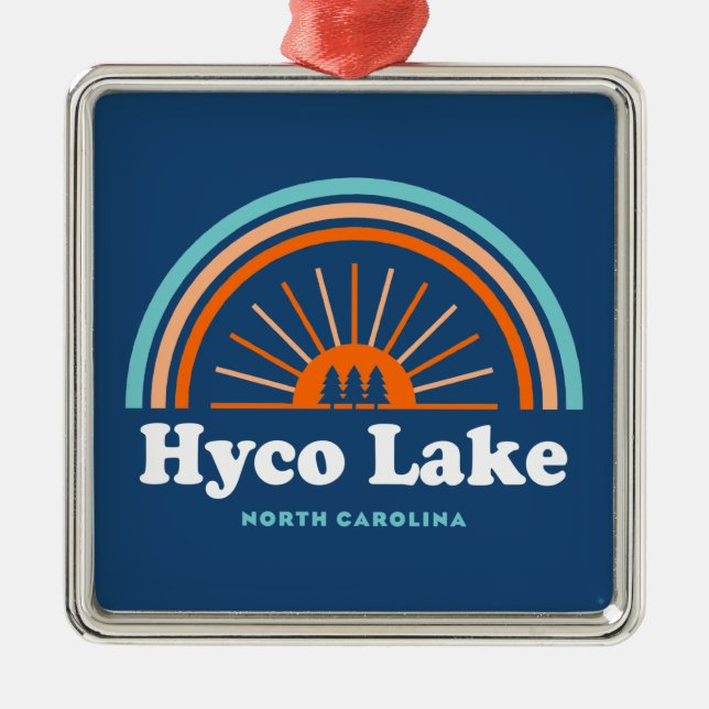 Ornamento De Metal Hyco Lake North Carolina Rainbow (Frente)