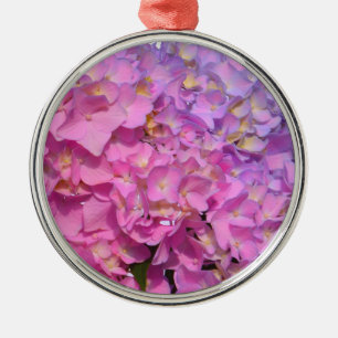 Ornamento De Metal Hydrangeas Rosa e Azul