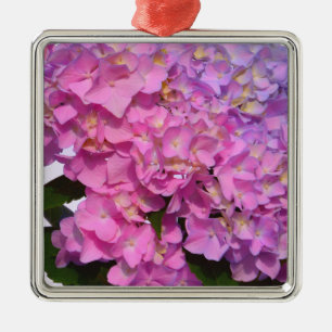 Ornamento De Metal Hydrangeas Rosa e Azul