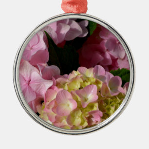 Ornamento De Metal Hydrangeas Rosa e Cream