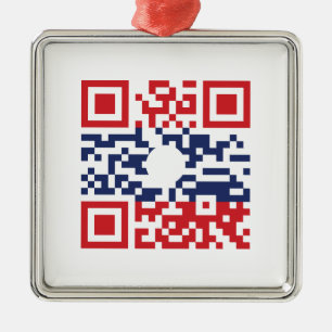 Ornamento De Metal I Love Laos (Khoy Huk Lao) Flag QR Code Geek Lao