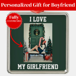 Ornamento De Metal I Love My Girlfriend Photo Ornament Gift for BF