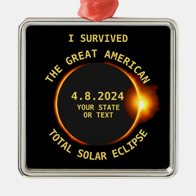Ornamento De Metal I Sobreviveu ao Total Solar Eclipse 4.8.2024 EUA (Frente)