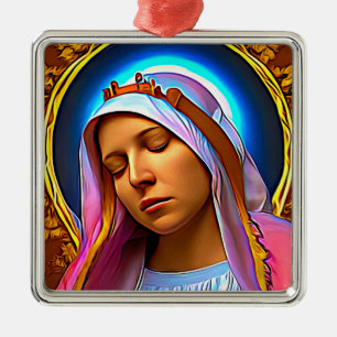 Ornamento De Metal IA Art da Virgem Abençoada Maria