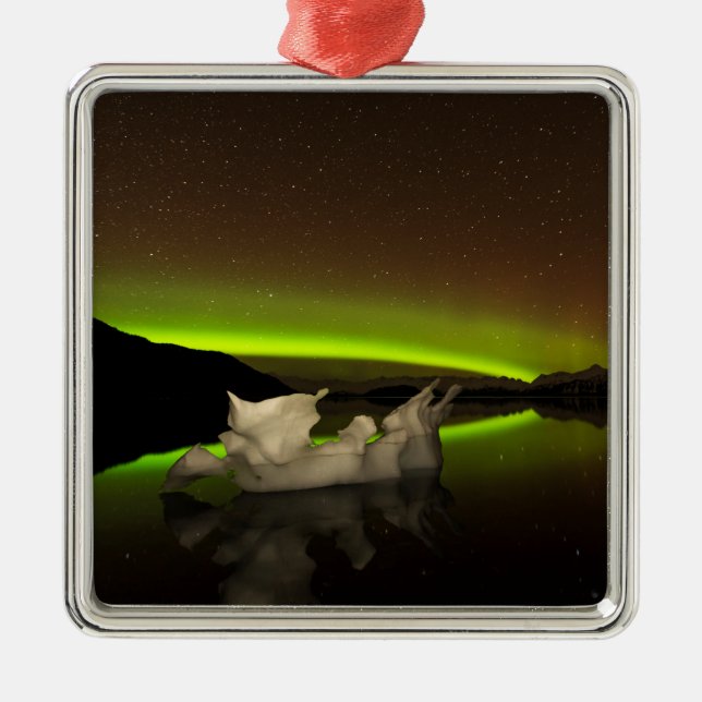 Ornamento De Metal Iceberg Aurora (Frente)