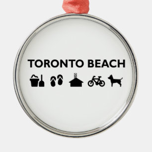 Ornamento De Metal Ícones de Toronto Beach Monotone Black