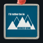 Ornamento De Metal I'd Rather Be In Bridger Bowl Mountain<br><div class="desc">A short 20 minute drive from Bozeman,  Bridger Bowl is an amazing skiing and snowboarding destination. This great vintage design has a retro look.</div>