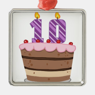 Ornamento De Metal Idade 10 no bolo de aniversário