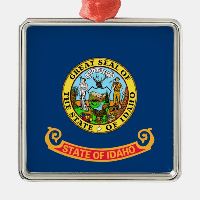 Ornamento De Metal Idaho Flag, Estado Gem, Estados Americanos (Frente)