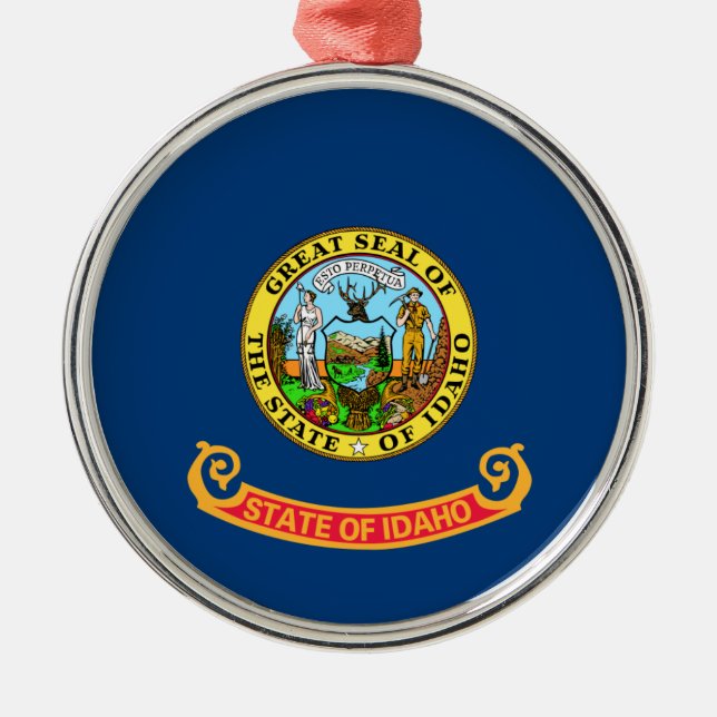 Ornamento De Metal Idaho Flag, Estado Gem, Estados Americanos (Frente)