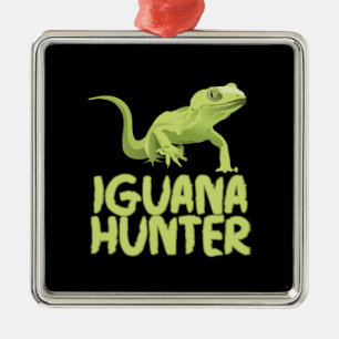 Ornamento De Metal Iguana Hunter - Funny Iguana Reptile Lizard Pet
