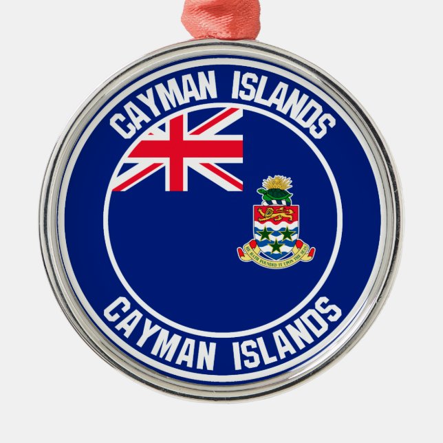 Ornamento De Metal Ilhas Cayman Round Emblem (Frente)
