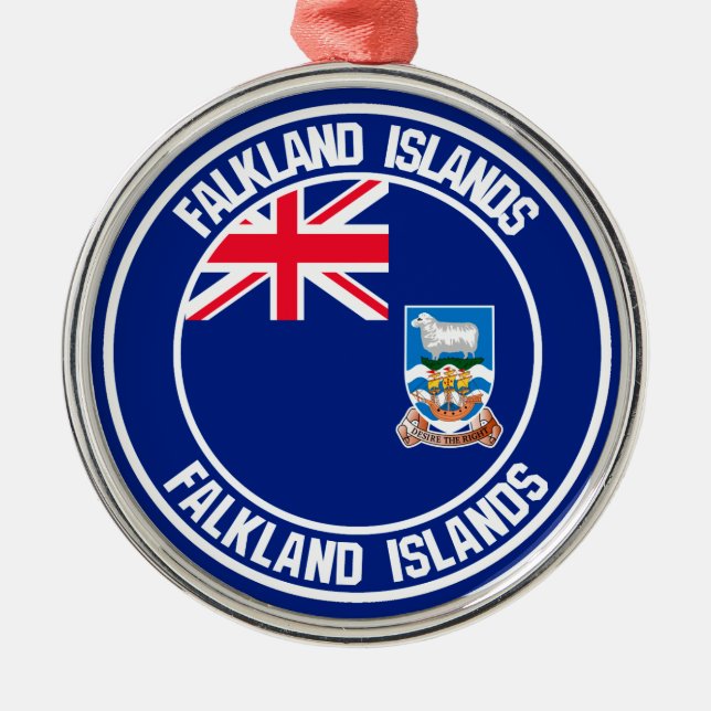 Ornamento De Metal Ilhas Falkland Round Emblem (Frente)