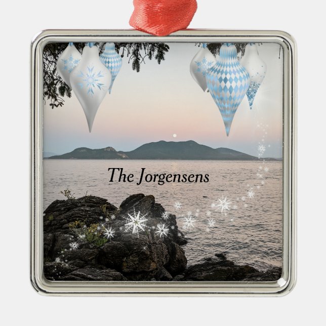 Ornamento De Metal Ilhas San Juan - Ascensão da Lua sobre a ilha Cypr (Frente)