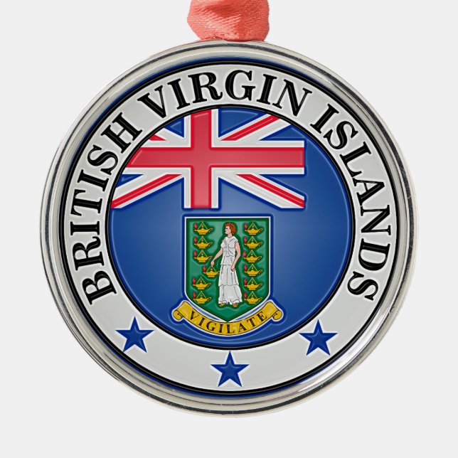 Ornamento De Metal Ilhas Virgens Britânicas Round Emblem (Frente)