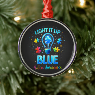 Ornamento De Metal Ilumine de Azul Conscientização do Autismo Autista