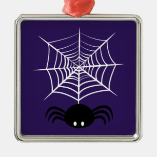 Ornamento De Metal Ilustração Assustadora de Aranha de Halloween