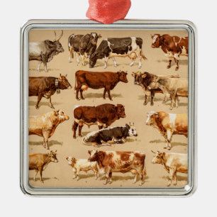 Ornamento De Metal Ilustração da fazenda das vacas de leiteria de