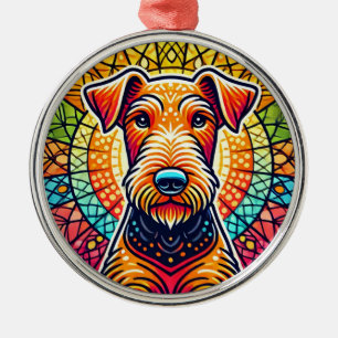 Ornamento De Metal Ilustração de cachorro colorida