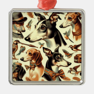 Ornamento De Metal Ilustração de Greyhound Italiano Vintage