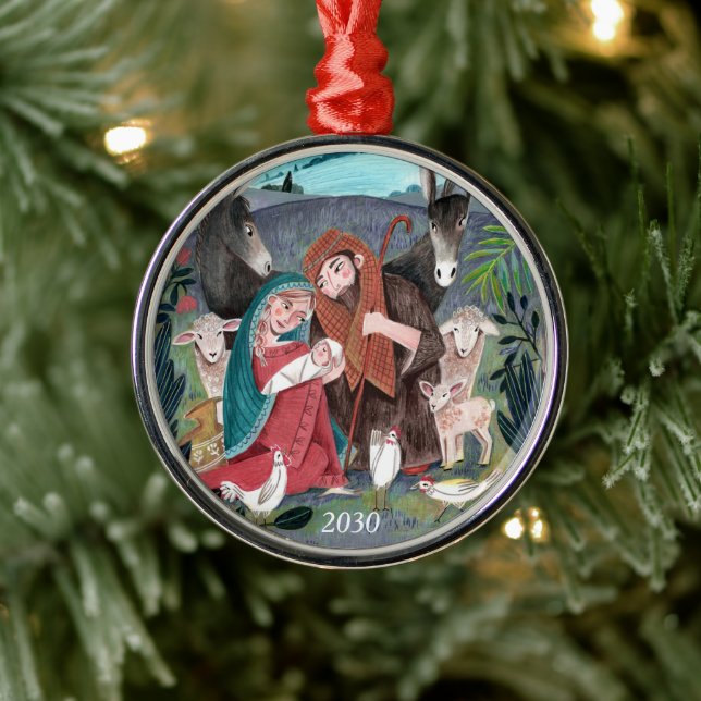Ornamento De Metal Ilustração de Natal religioso da Natividade (Árvore)