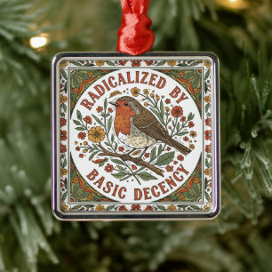 Ornamento De Metal Ilustração de Pássaro Radicalizado pela Decência B
