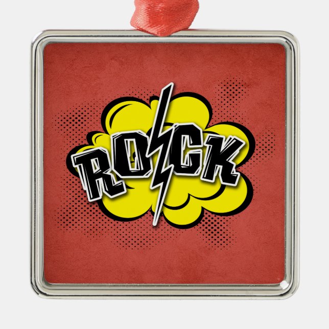 Ornamento De Metal Ilustração de rock estilo cômico (Frente)