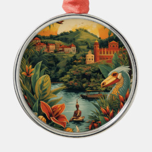 Ornamento De Metal Ilustração de Viagem Jamaica Estilo Vintage