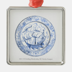 Ornamento De Metal Ilustração do navio na placa do século XVI de