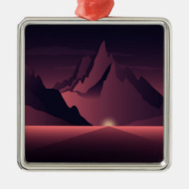 Ornamento De Metal Ilustração do pôr do sol da montanha