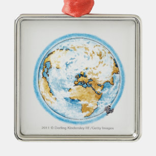 Ornamento De Metal Ilustração do satélite que orbita a terra