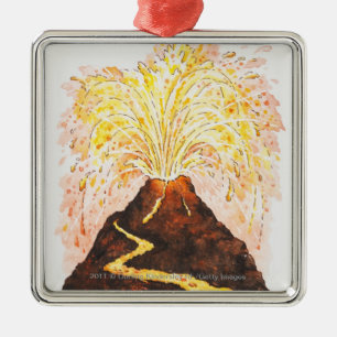 Ornamento De Metal Ilustração do vulcão que entra em erupção