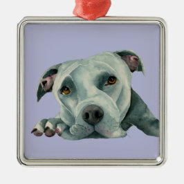 Ornamento De Metal Ilustração doce do cão de Terrier de pitbull