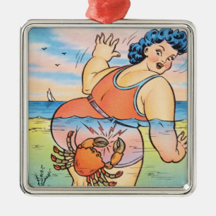Ornamento De Metal Ilustração engraçada de ataque de caranguejo na pr