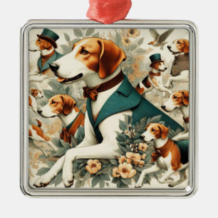 Ornamento De Metal Ilustração Inglesa Vintage Foxhound Seamless
