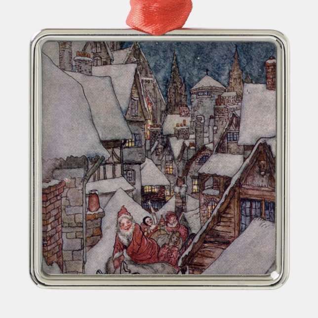 Ornamento De Metal Ilustrações do Natal (Frente)