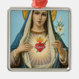 Ornamento De Metal Imaculada Coração de Maria Nossa Senhora Imagem re