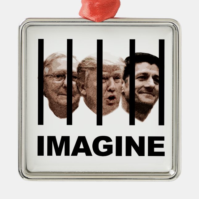 Ornamento De Metal Imagine Trump, McConnell e Ryan atrás de Bares (Frente)