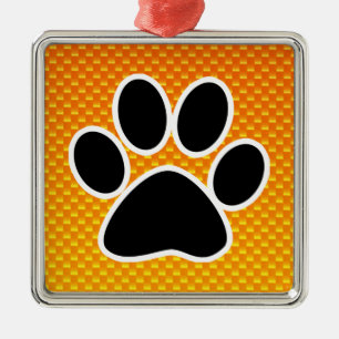 Ornamento De Metal Impressão amarelo alaranjado da pata