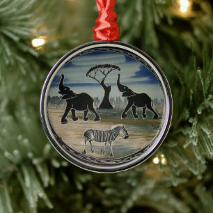 Ornamento De Metal Impressão de Arte de Elefante Africano